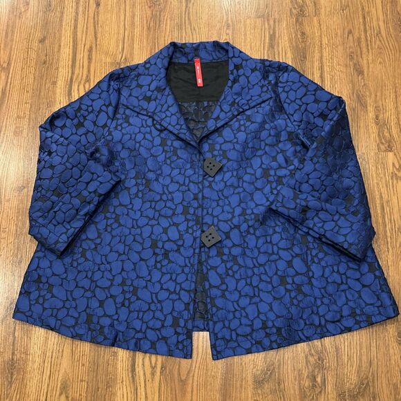 IC by Connie K Jackets & Blazers - IC by Connie K Jacket Womens XXL Square Button Front Artsy Blue Black Pockets